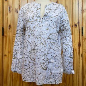 Ralph Lauren pullover long sleeve. floral abstract design. 100% Linen.